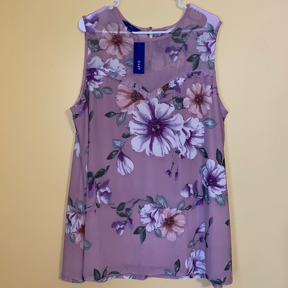 Cute Floral Sheer Shoulder Blouse